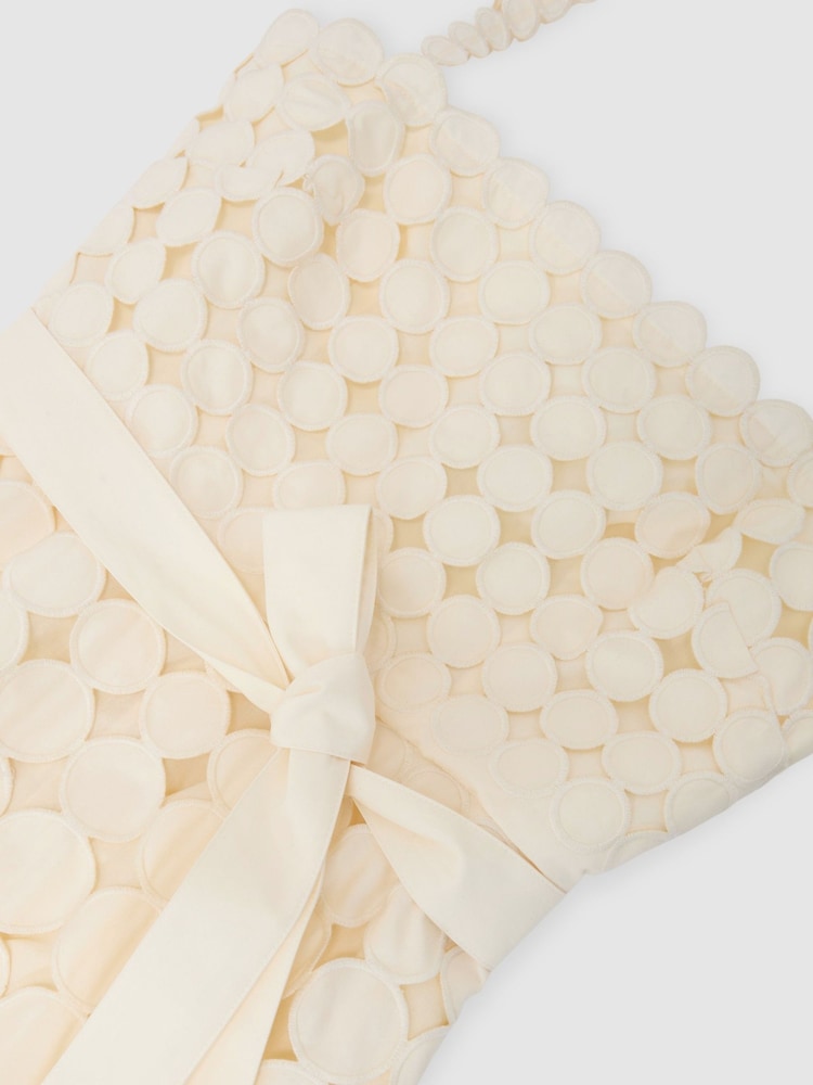 Reiss Cream Gigi Cotton Cut-Out Belted Midi Dress - Image 9 of 9