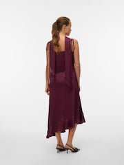 VERO MODA Burgundy Satin Frill Detail Scarf Dress - Image 2 of 5