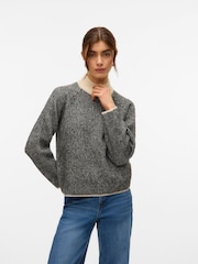 VERO MODA Grey High Neck Contrast Jumper - Image 2 of 5
