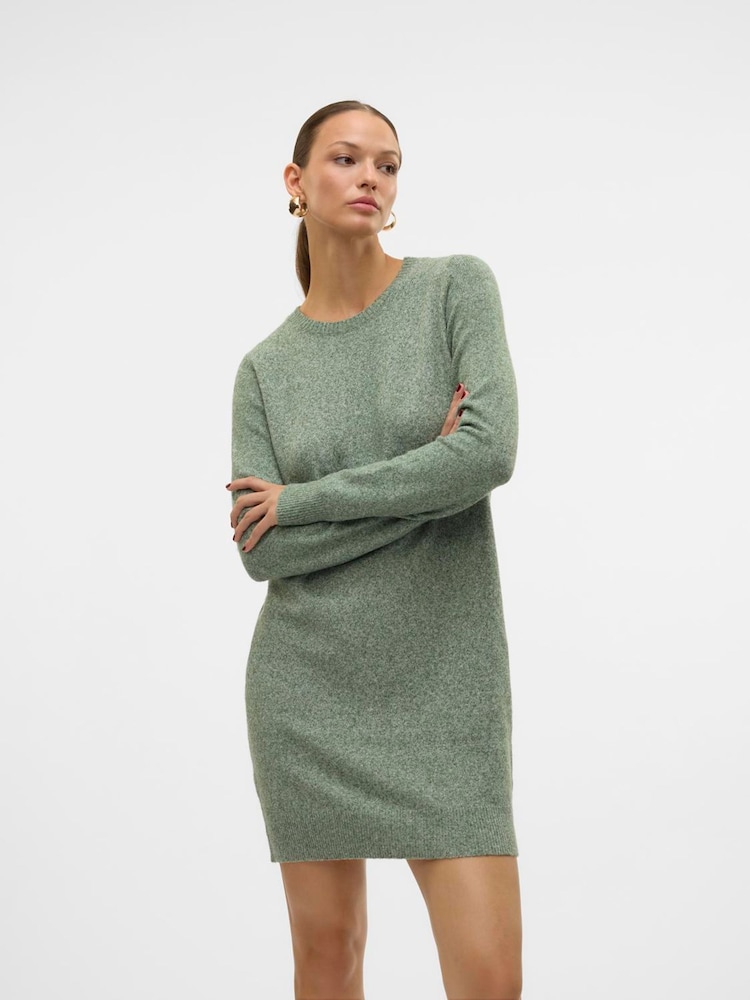 vero moda knitted dress Vero Moda Knit Funnel Neck Mini Dress in Black