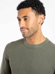 Weird Fish Green Easton  Waffle Crew Neck Jumper - Image 1 of 2