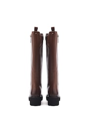Moda in Pelle Brown Riez Ruched Angular Zip Long Boots - Image 3 of 4
