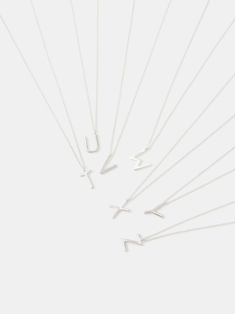 Accessorize Silver Sterling Initial Pendant Necklace - Image 7 of 7