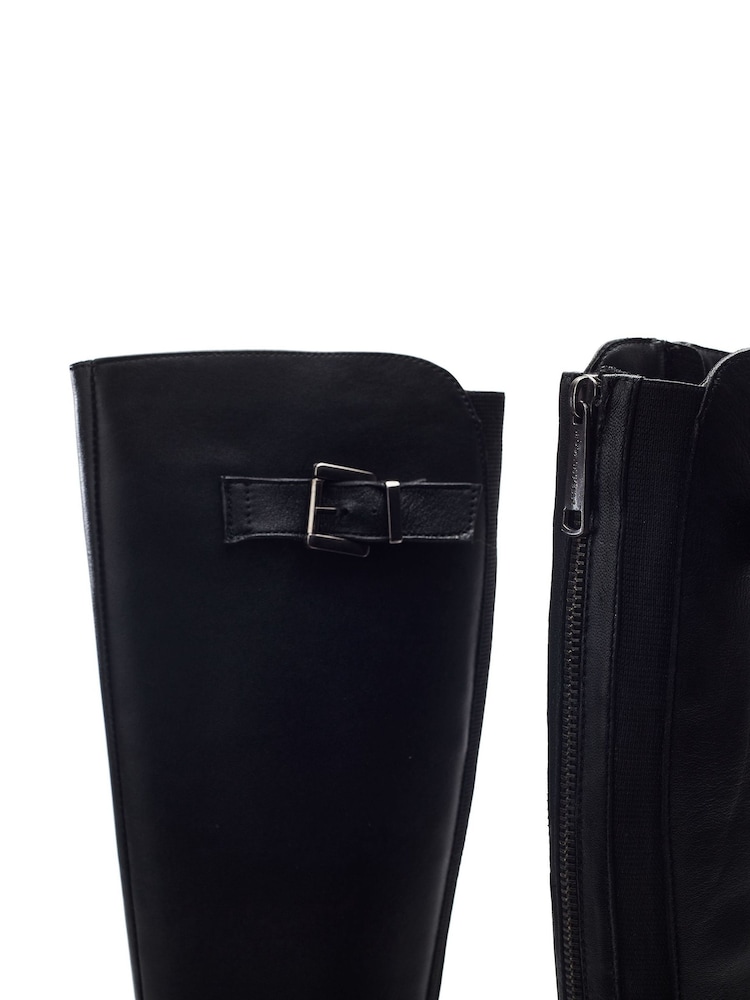 Moda in Pelle Black Sansho Block Heels Long Riding Boots With Trim - Image 4 of 4 Moda in Pelle Black Sansho Block Heels Long Riding Boots With Trim - Image 4 of 4