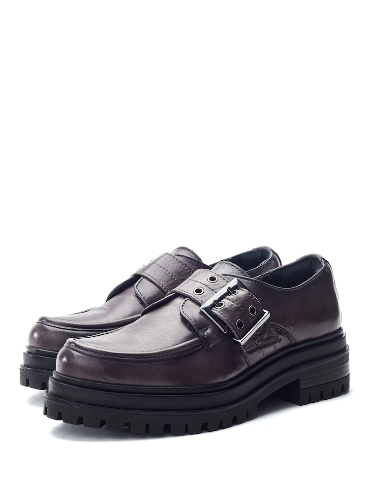 Moda in Pelle Grey Sh Imoge Chunky Buckle Monk Shoes - Image 2 of 4 Moda in Pelle Grey Sh Imoge Chunky Buckle Monk Shoes - Image 2 of 4