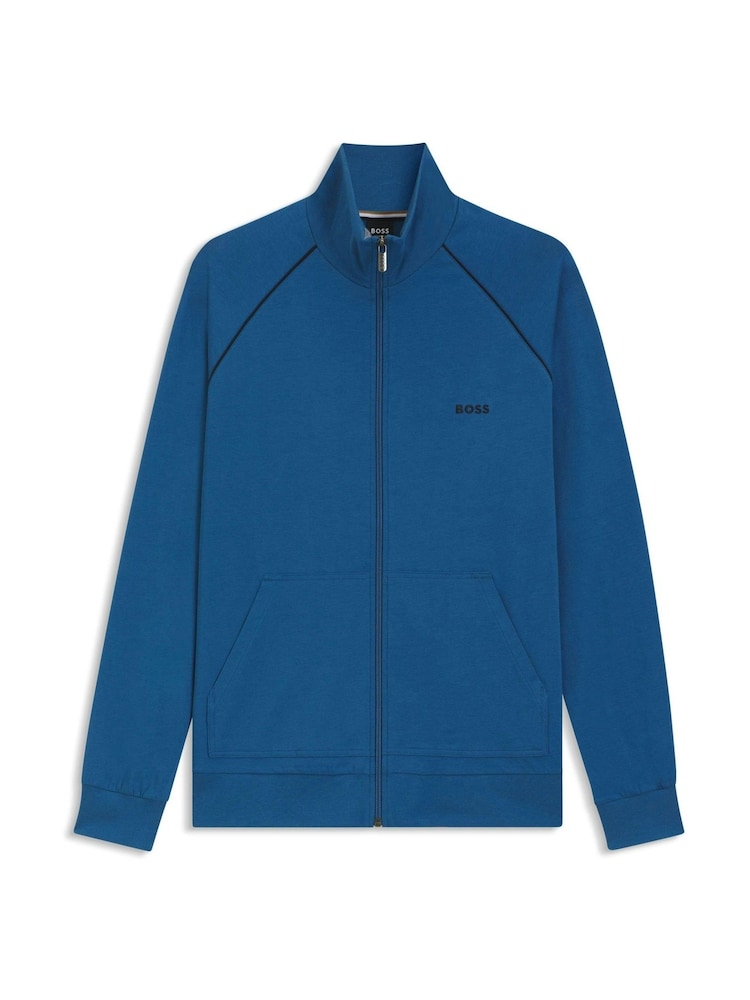 BOSS Light Blue Regular Fit Logo Zip Through Sweat Top - Image 1 of 1