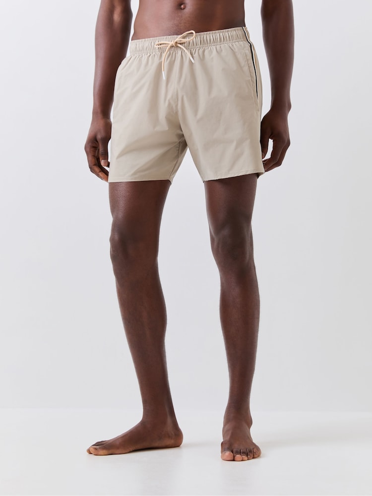 BOSS Cream Iconic Side Stripe Logo Swim Shorts - Image 1 of 4 BOSS Cream Iconic Side Stripe Logo Swim Shorts - Image 1 of 4