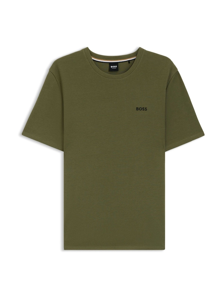 Λαδί - Κοντό μανίκι - Κοντομάνικο μπλουζάκι με λογότυπο BOSS και waffle - Εικόνα 1 από 1