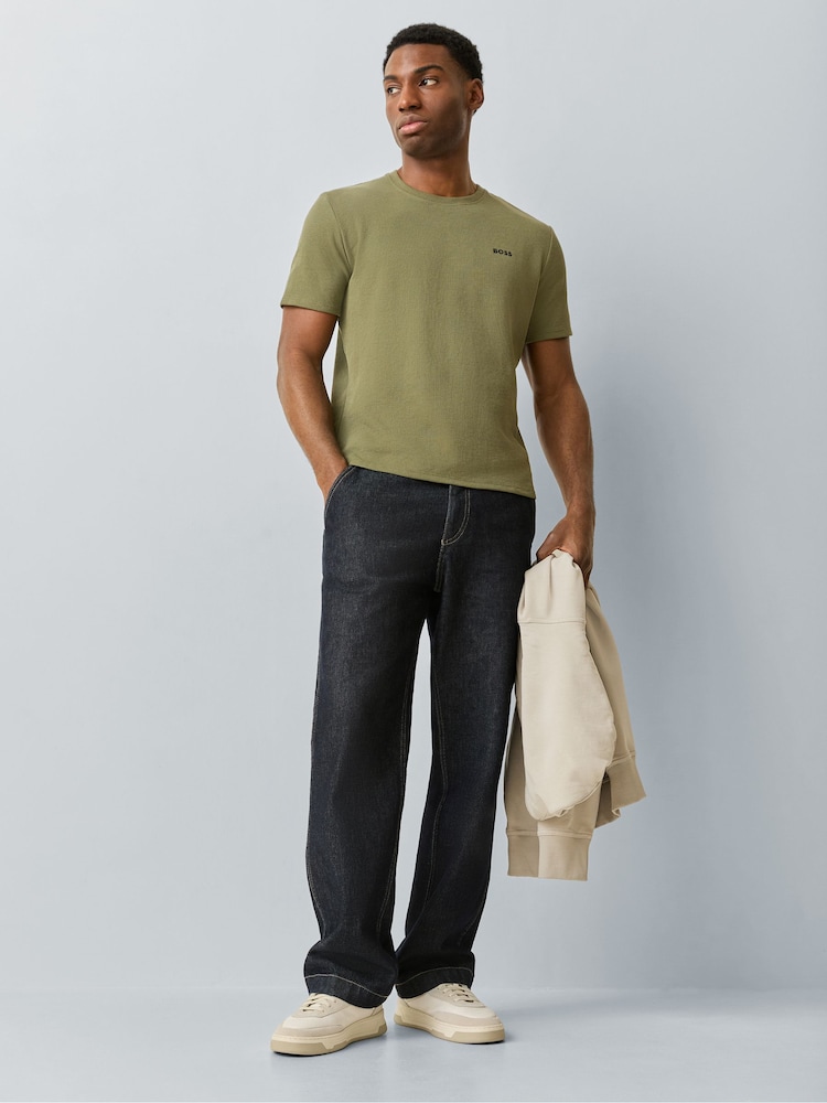 橄欖綠 - 短袖款 - BOSS 標誌窩夫格紋 T 裇 - 圖片 2，共 8