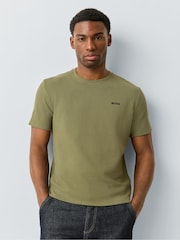 橄欖綠 - 短袖款 - BOSS 標誌窩夫格紋 T 裇 - 圖片 3，共 8