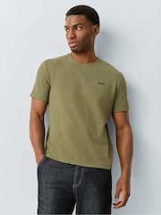 橄欖綠 - 短袖款 - BOSS 標誌窩夫格紋 T 裇 - 圖片 5，共 8