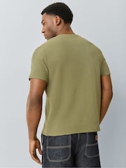 橄欖綠 - 短袖款 - BOSS 標誌窩夫格紋 T 裇 - 圖片 6，共 8