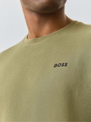 橄欖綠 - 短袖款 - BOSS 標誌窩夫格紋 T 裇 - 圖片 7，共 8