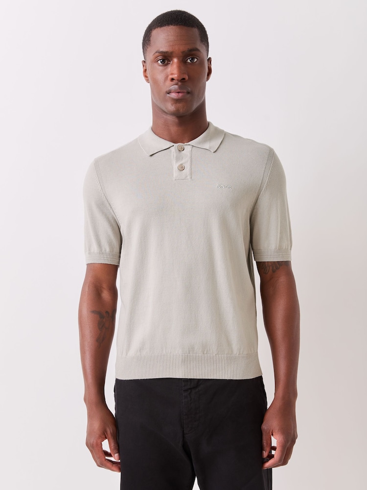 BOSS Grey Asac Knitted Polo Shirt - Image 2 of 8