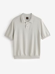 BOSS Grey Asac Knitted Polo Shirt - Image 8 of 8