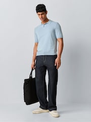 BOSS Light Blue Asac Knitted Polo Shirt - Image 2 of 6