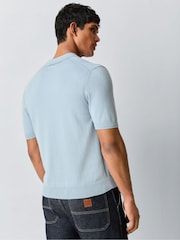 BOSS Light Blue Asac Knitted Polo Shirt - Image 3 of 6