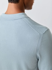 BOSS Light Blue Asac Knitted Polo Shirt - Image 5 of 6