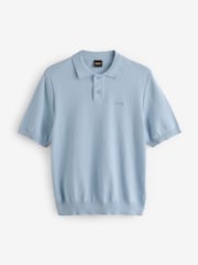 BOSS Light Blue Asac Knitted Polo Shirt - Image 6 of 6