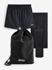 BOSS Black Swim Shorts Bag Towel Beach Gift Set - Image 1 of 4