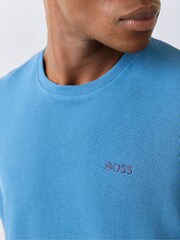 BOSS Light Blue Short Sleeve Logo Waffle T-Shirt - Image 4 of 5