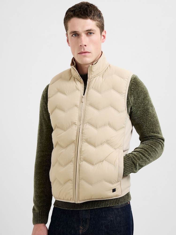 French Connection Nude Zig Zag Quilted Zip-Up Puffer Gilet - Image 1 of 4 French Connection Nude Zig Zag Quilted Zip-Up Puffer Gilet - Image 1 of 4