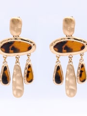 Bibi Bijoux Gold Tone Tortoise Shell Statement Earrings - Image 1 of 2