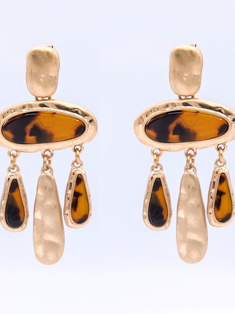 Bibi Bijoux Gold Tone Tortoise Shell Statement Earrings - Image 1 of 2