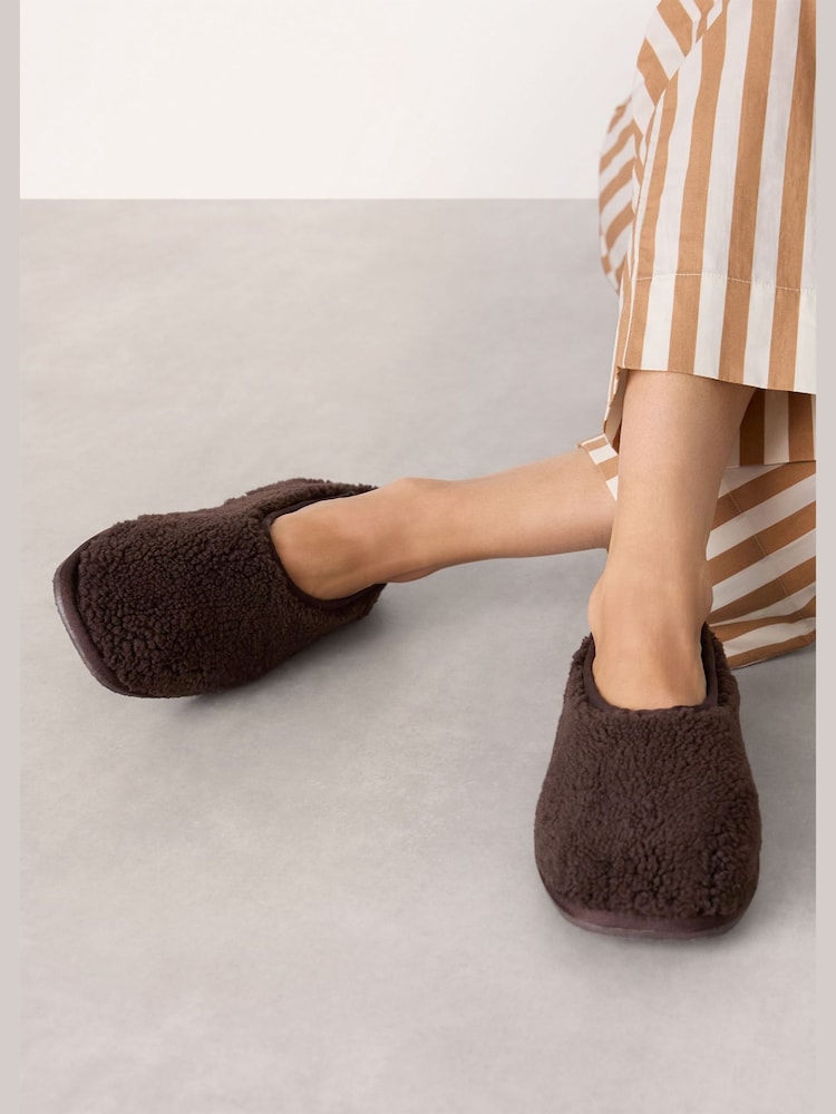 Whistles Brown Shearling Ballet Slippers - Image 1 of 4 Whistles Brown Shearling Ballet Slippers - Image 1 of 4