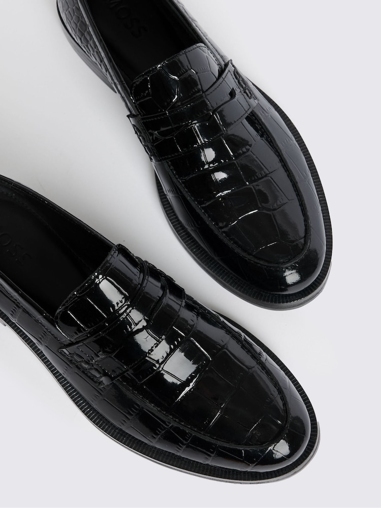 MOSS Black Croc Print Loafers - Image 4 of 4 MOSS Black Croc Print Loafers - Image 4 of 4