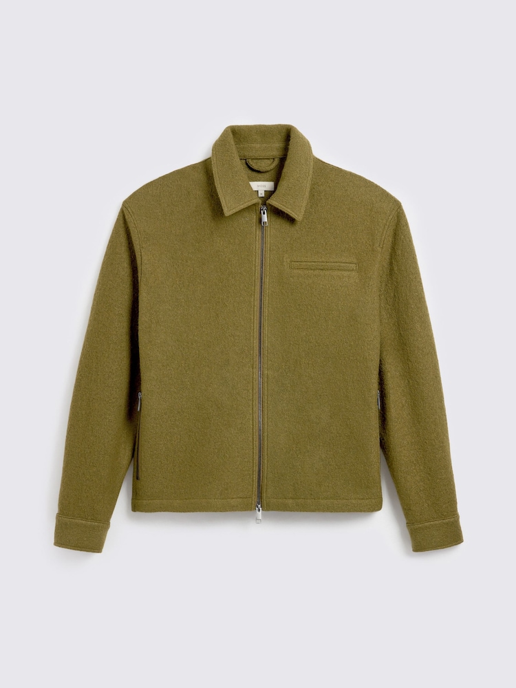 MOSS Green Boiled Wool Zip Overshirt - Image 5 of 5 MOSS Green Boiled Wool Zip Overshirt - Image 5 of 5