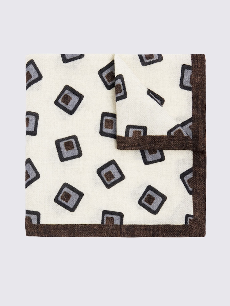 MOSS Cream Bottinelli Wool Square Pocket Square - Image 1 of 2