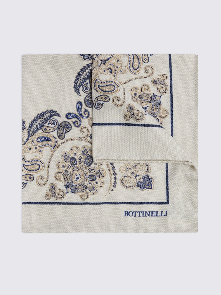 MOSS Neutral Bottinelli Paisley Pocket Square - Image 1 of 3