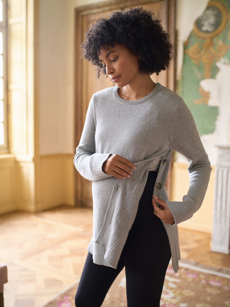 Seraphine Grey Marl Maternity & Nursing Crew Neck Jumper - Image 5 of 5 Seraphine Grey Marl Maternity & Nursing Crew Neck Jumper - Image 5 of 5