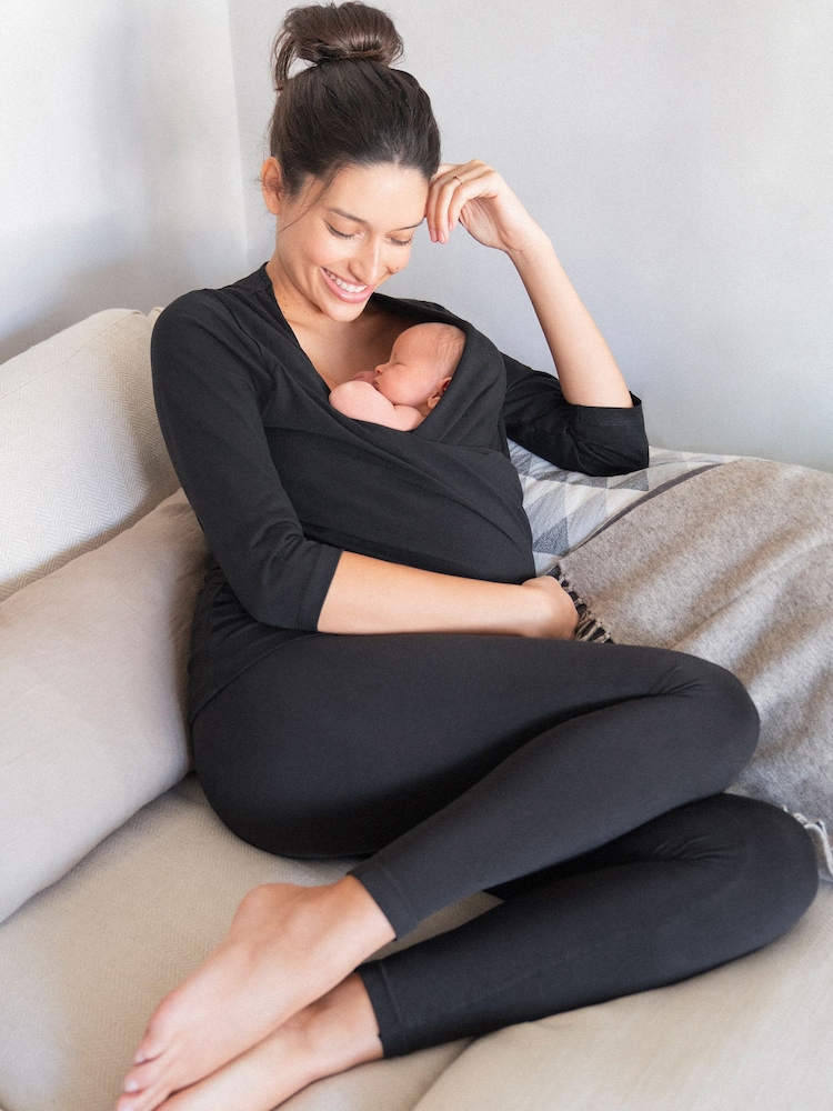 Seraphine Black 3/4 Sleeve Skin-To-Skin Top - Image 1 of 1