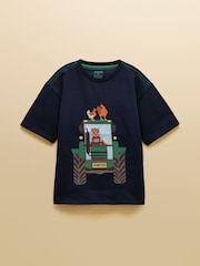 Joules Boys' Archie Navy Applique Graphic T-Shirt - Image 1 of 5