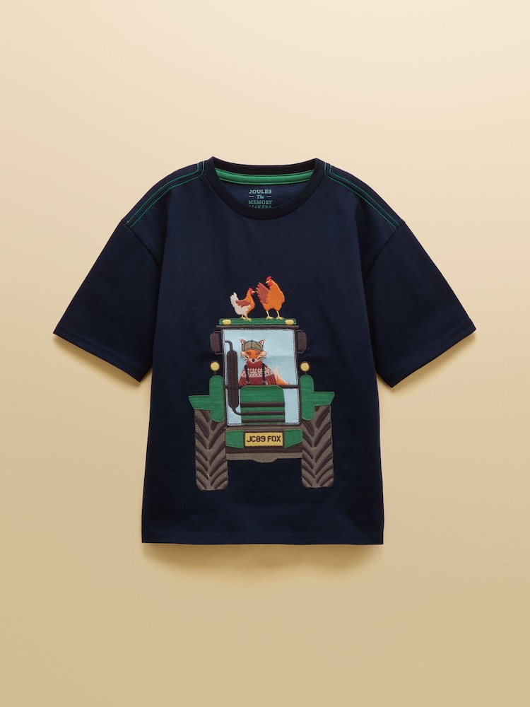 Joules Boys' Archie Navy Applique Graphic T-Shirt - Image 1 of 5