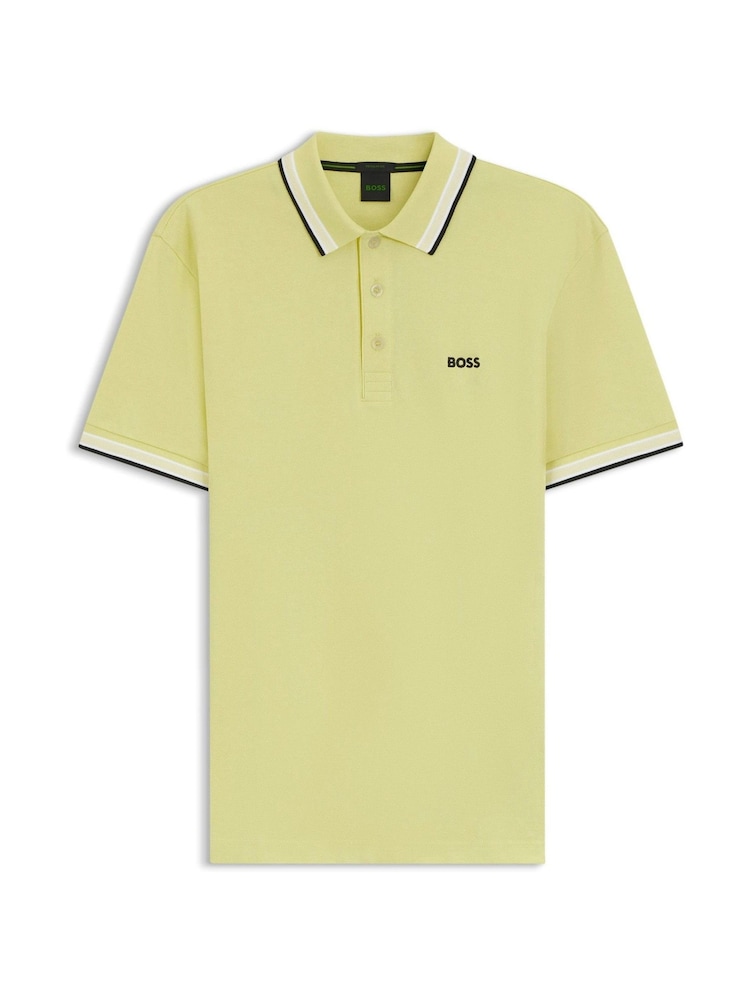 BOSS Light Yellow Paddy Tipped Collar Polo Shirt - Image 1 of 1
