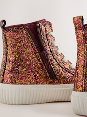 Rust Brown Glitter Standard Fit (F) Lace Up High Top Trainers - Image 4 of 6