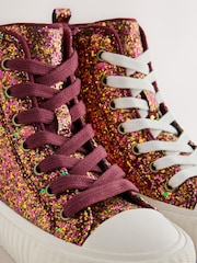 Rust Brown Glitter Standard Fit (F) Lace Up High Top Trainers - Image 6 of 6