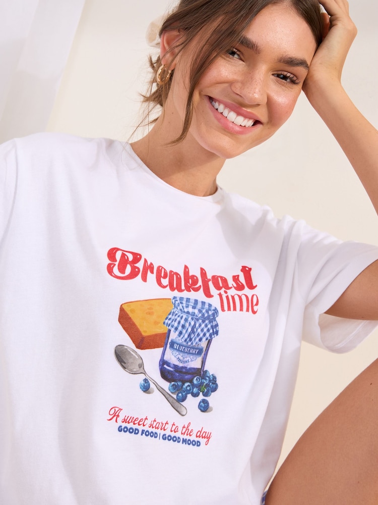 Friends Like These Blue Breakfast Time Short Sleeve Pyjamas - Image 2 of 4