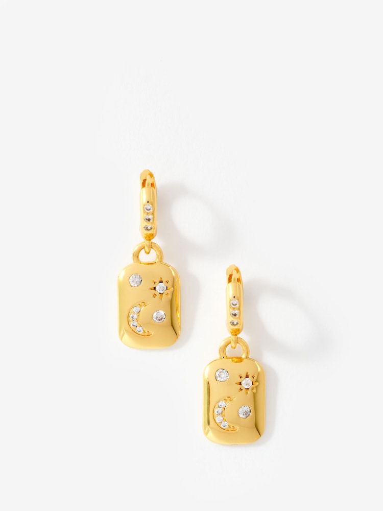 Mint Velvet Gold Plated Star Hoop Earrings - Image 1 of 3 Mint Velvet Gold Plated Star Hoop Earrings - Image 1 of 3