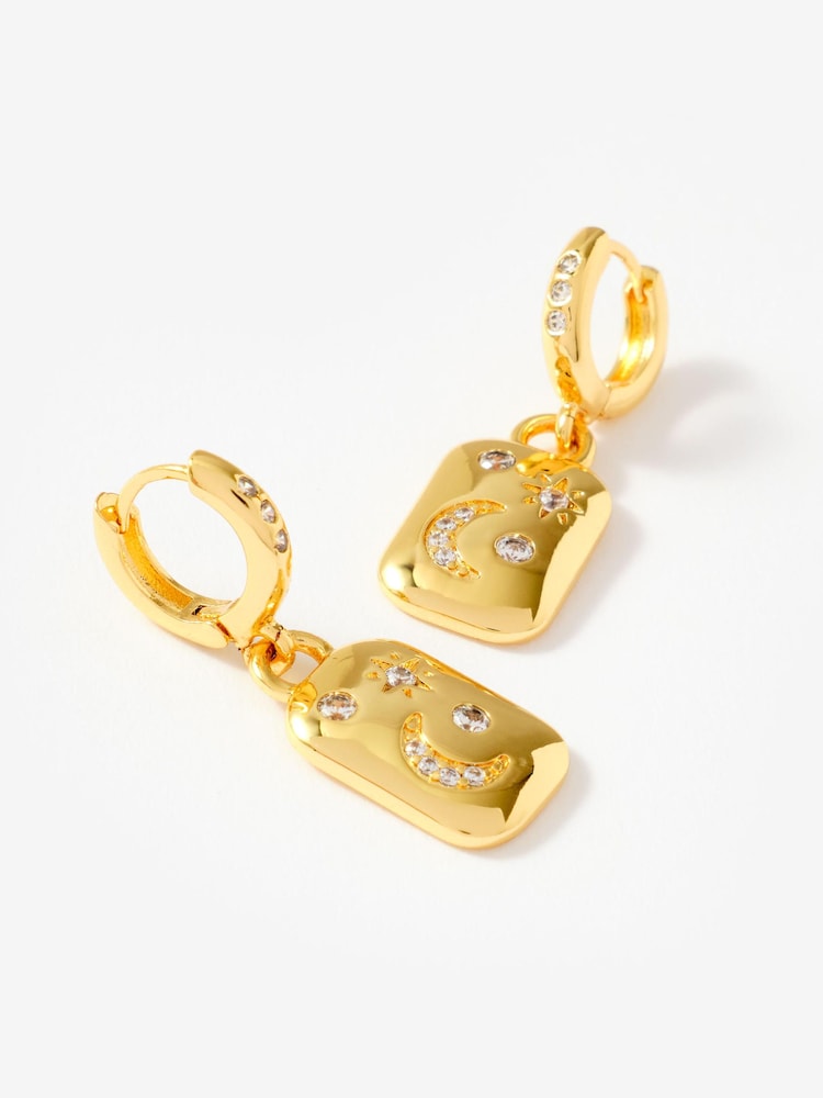 Mint Velvet Gold Plated Star Hoop Earrings - Image 2 of 3 Mint Velvet Gold Plated Star Hoop Earrings - Image 2 of 3