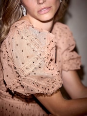 Mint Velvet Pink Polka Dot Tulle Midi Dress - Image 4 of 8