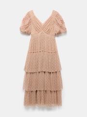 Mint Velvet Pink Polka Dot Tulle Midi Dress - Image 7 of 8