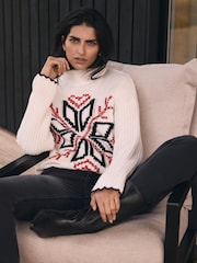 Mint Velvet White Snowflake Knit Jumper - Image 1 of 8