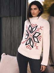 Mint Velvet White Snowflake Knit Jumper - Image 3 of 8