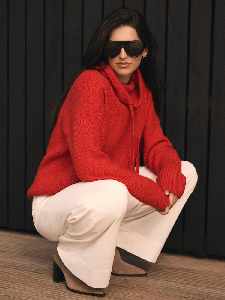 Mint Velvet Red Snood Knit Jumper - Image 2 of 8 Mint Velvet Red Snood Knit Jumper - Image 2 of 8