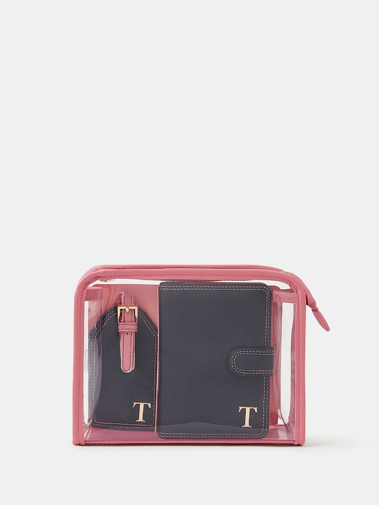 Accessorize Blue Initial Passport Holder & Luggage Bag - Image 1 of 4 Accessorize Blue Initial Passport Holder & Luggage Bag - Image 1 of 4