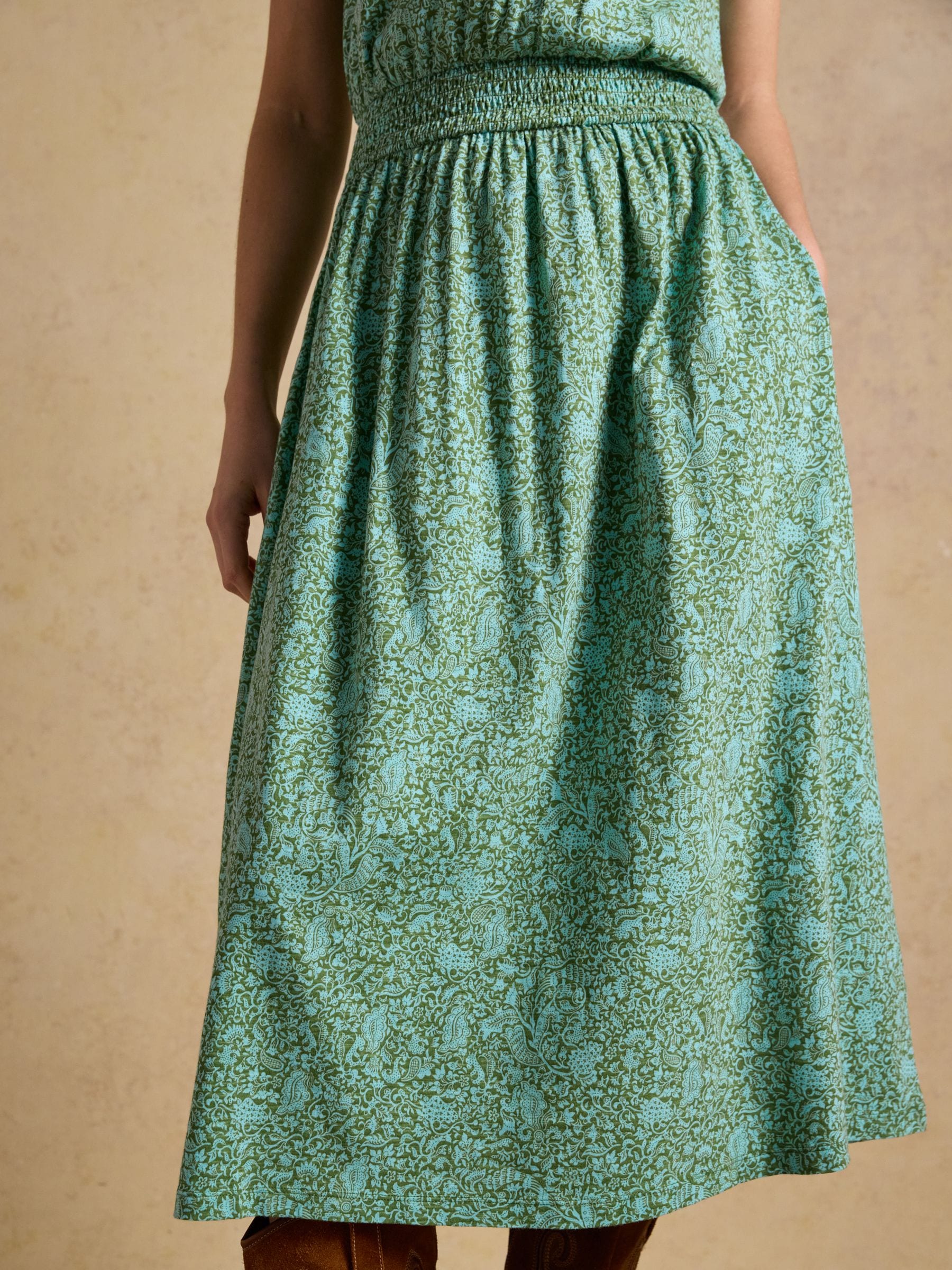 joules green dress Joules Mila Sleeveless Midi Dress in Green